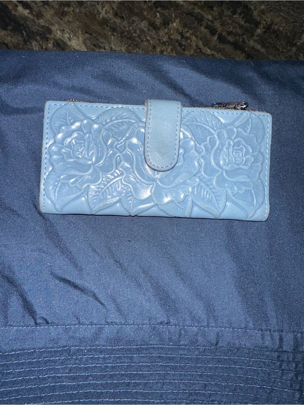 Patricia Nash Light Blue Floral Embossed Wallet